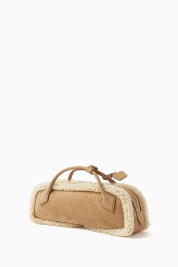 Le Teckel Clutch Bag in Suede & Shearling