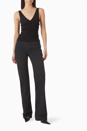 بلوزة كاساندر بلا أكمام حرير وجيرسيه مضلع