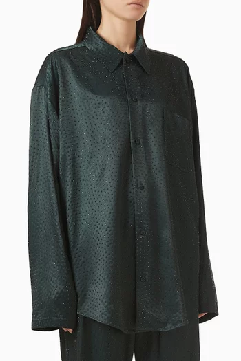 قميص بيجاما مطرز بالترتر