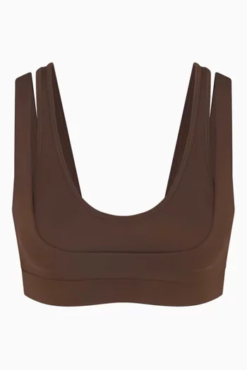 حمالة صدر غير لامعة بقصة عميقة وحمالات مزدوجة سكيمز