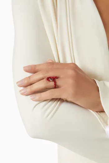 خاتم بيبي سباين مطلي بالمينا ذهب عيار 9