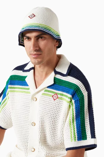 قبعة بيني مخططة نسيج كروشيه