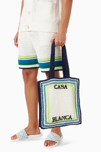 حقيبة كروشيه مخططة