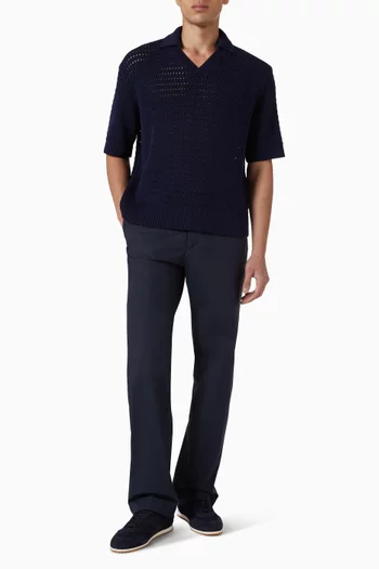 تي شيرت بولو قطن بغرزة شبيكة