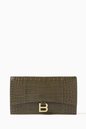 Hourglass Flat Pouch in Croc-embossed Calfskin