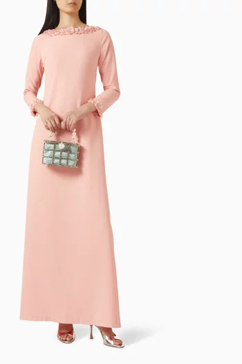 Floral Trim Maxi Dress