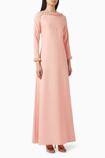 Floral Trim Maxi Dress