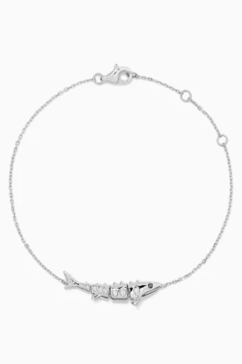 سوار مارلين مرصع بماس ذهب أبيض عيار 9