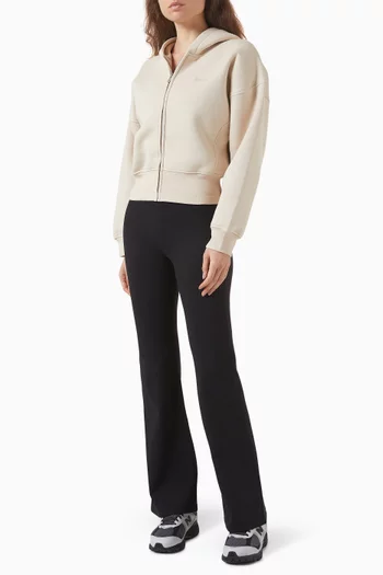 كنزة بغطاء رأس بقصة واسعة وسحّاب مزيج قطن عضوي