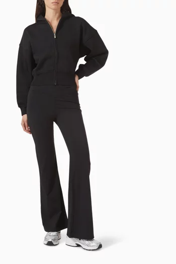 كنزة بغطاء رأس بقصة واسعة وسحّاب مزيج قطن عضوي