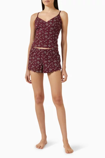 Printed Pyjama Shorts in Cotton Blend