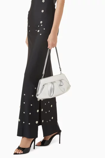 حقيبة كتف بيوس بتصميم مستطيل جلد لامع