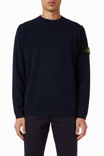 سترة منسوجة بفتحة رقبة مستديرة قطن