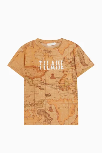 Map-print T-shirt in Cotton