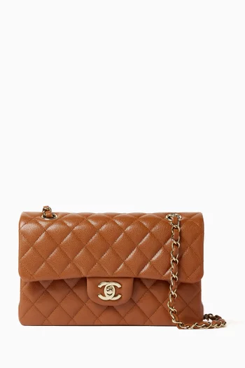 Unused Small Classic Flap Bag in Quilted Caviar