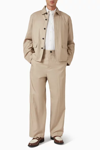 قميص بنمط جاكيت قطن وكتان بقصة فضفاضة