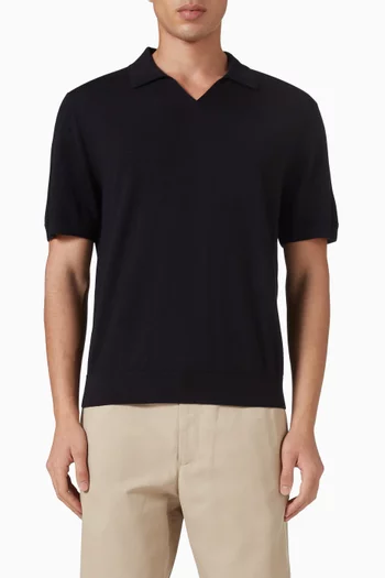 Open-collar Polo T-shirt in Knit