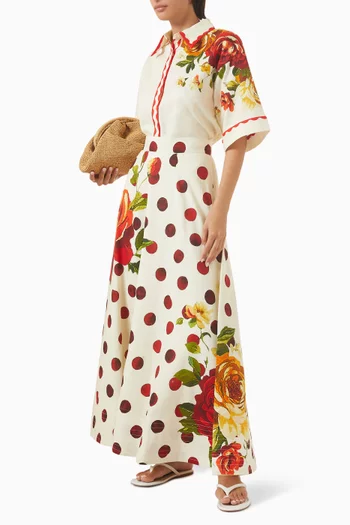 Blair Printed Skirt in Linen Blend
