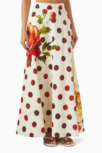 Blair Printed Skirt in Linen Blend