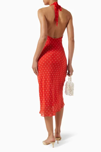 Sadie Halterneck Dress in Silk Georgette