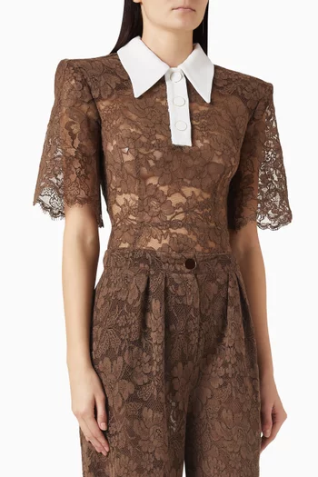 بودي سوت بياقة بولو دانتيل