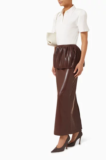 Pleated Balloon Maxi Skirt in Eco Leather