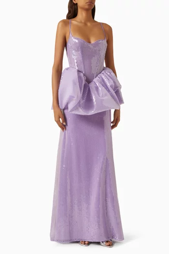 Sequin-embellished Peplum Gown
