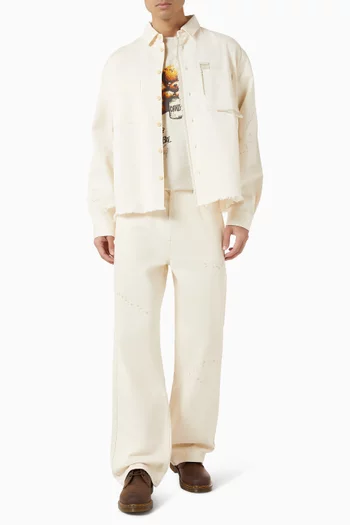 بنطال جينز جيرك بقصة واسعة من الأسفل دينم