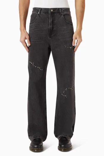 بنطال جينز جيرك بقصة واسعة من الأسفل دينم