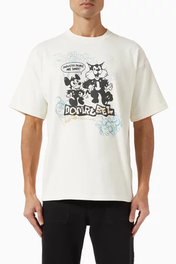 تي شيرت شيدي بطبعة قطن جيرسيه