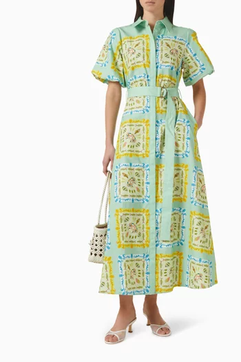 فستان بادي بحزام مزيج قطن