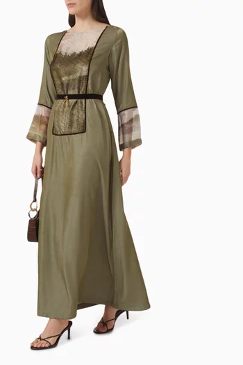 Printed Belt Kaftan in Viscose