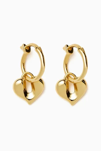 Molten Heart Charm Hoop Earrings in 18kt Gold Vermeil