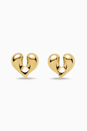 Molten Heart Stud Earrings in 18kt Gold-plated Brass