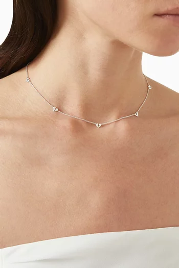 Molten Heart Mini Charm Choker in Silver-plated Brass