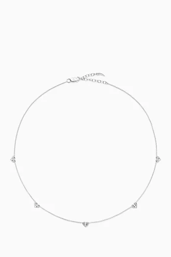 Molten Heart Mini Charm Choker in Silver-plated Brass