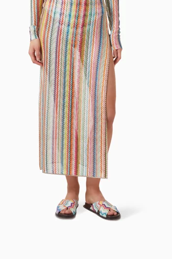 حذاء مفتوح فيولا لوركس بارز الملمس بنقشة خطوط متعرجة