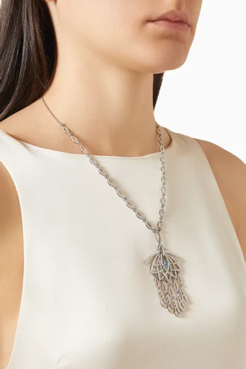 Lotus Bloom Diamond Slider Pendant Necklace in 18kt White Gold