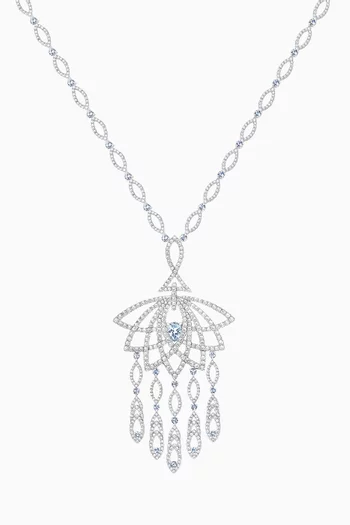 Lotus Bloom Diamond Slider Pendant Necklace in 18kt White Gold