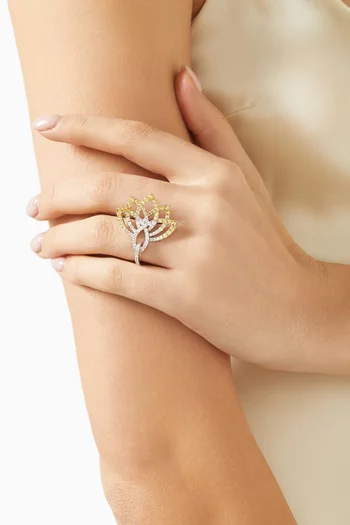 Lotus Flower Sapphire & Diamond Ring in 18kt White Gold