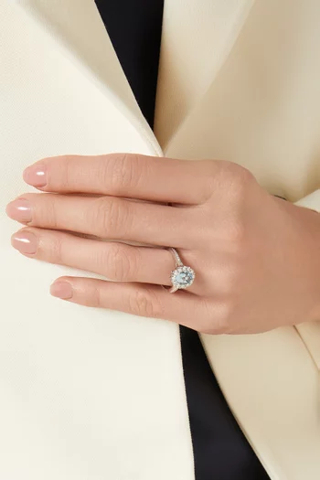 1735 Aquamarine & Diamond Ring