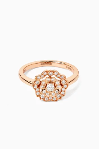 Tudor Rose Mini Diamond Ring in 18kt Rose Gold