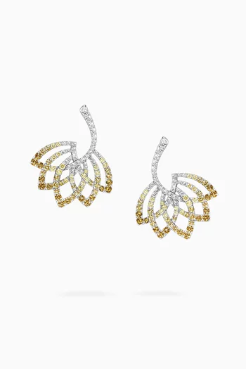 Lotus Flower Sapphire & Diamond Drop Earrings in 18kt White Gold