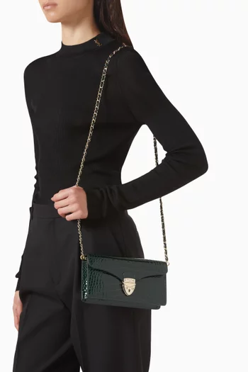 كلاتش ماي فير جلد لامع بنقشة جلد التمساح