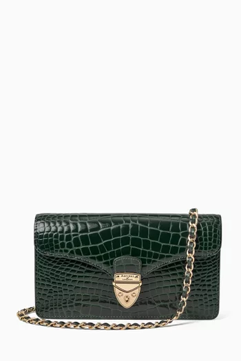 كلاتش ماي فير جلد لامع بنقشة جلد التمساح