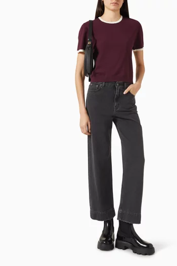 Contrast-trim T-shirt in Viscose-jersey