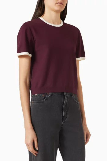 Contrast-trim T-shirt in Viscose-jersey
