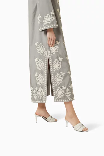 Leelee Skinny Mules in Croc-embossed Leather