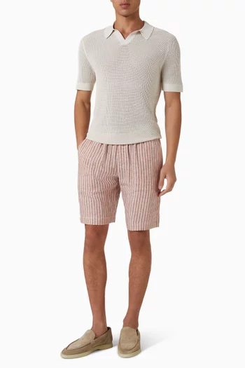 Alfa Stripes Bermuda Shorts in Linen