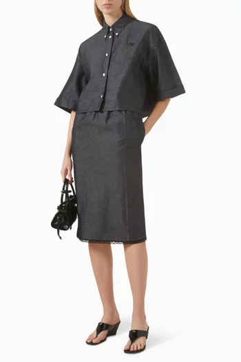 قميص بقصة مربعة مزيج قطن